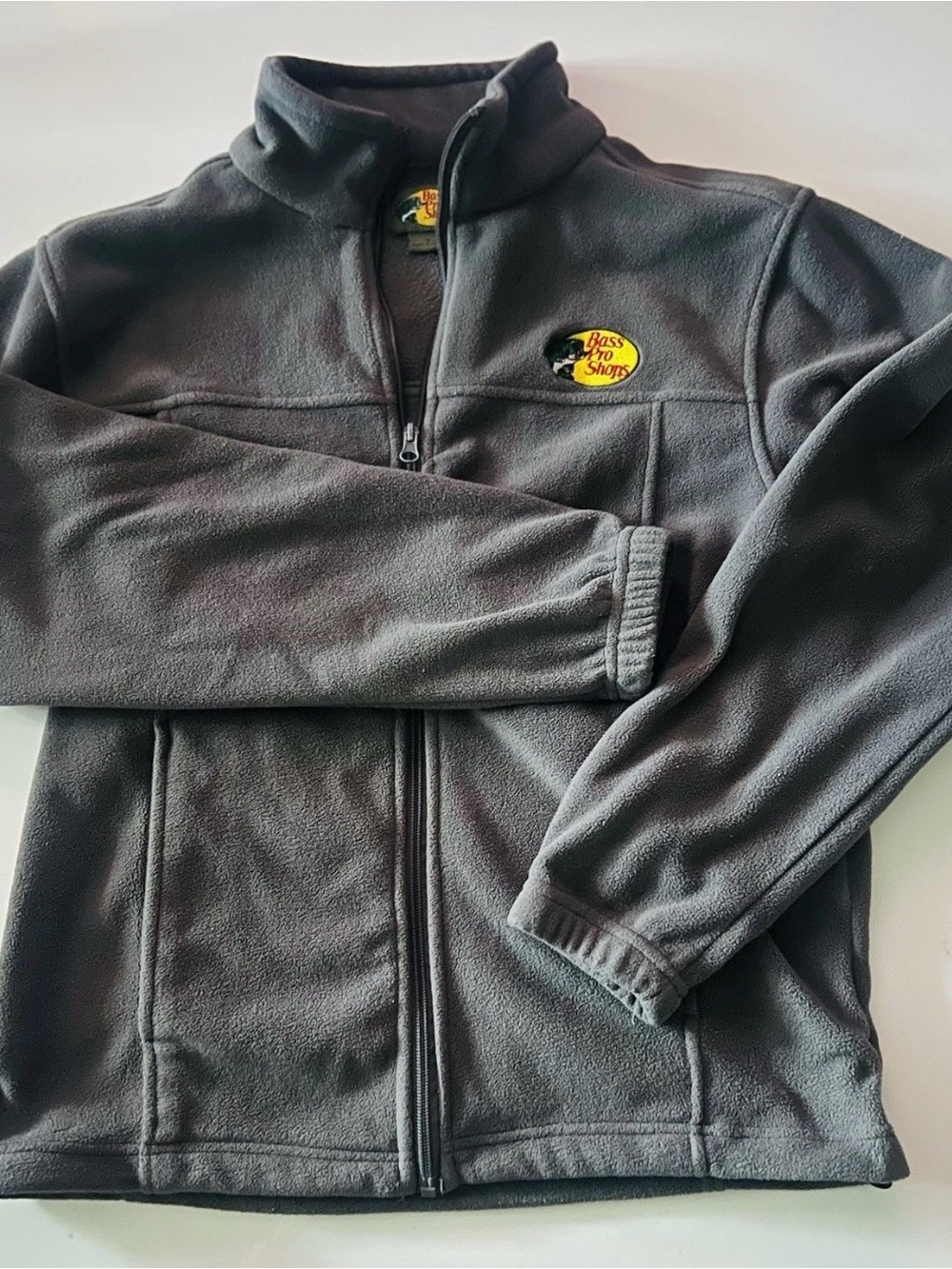 Bass Pro Shops Kids Charcoal Gray Full-Zip Fleece Jacket with Logo Patch